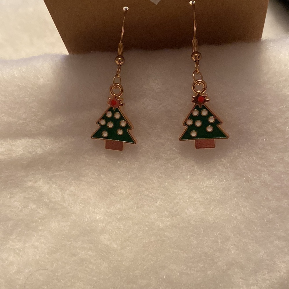 Christmas Tree with White  Lights Earrings